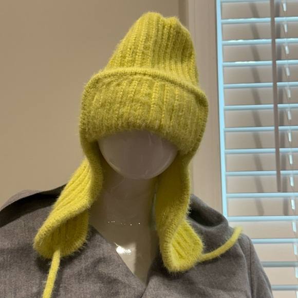 FREE PEOPLE Timber Fuzzy Knit Trapper Hat in lime - Picture 5 of 7